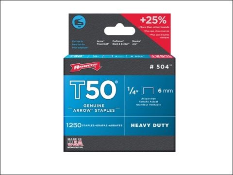 Arrow T50 Staples Box 1250 6mm - 1/4in
