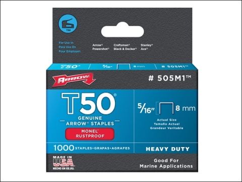 Arrow T50M 508m Monel staples (1000) 12mm - 1/2in