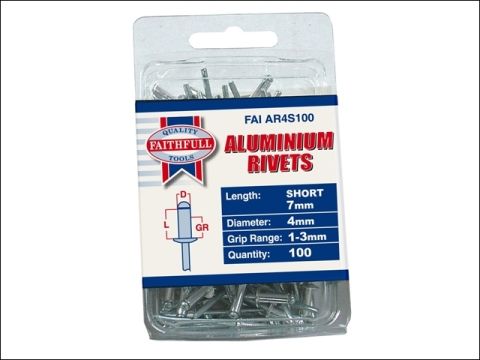 Faithfull Aluminium Rivets 4mm Short Pre-Pack of 100