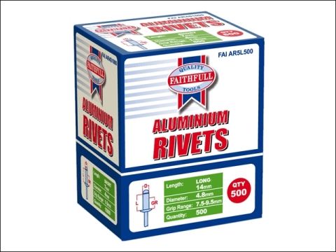 Faithfull Aluminium Rivets 5mm Long Bulk Pack of 500
