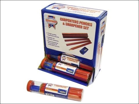 Faithfull Carpenters Pencils Red (12 x Tubes of 12 + Sharpener)