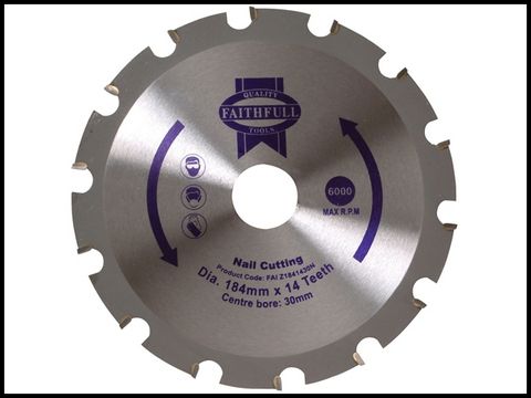 Faithfull Circular Saw Blade TCT 184 x 30 x 14 Tool Nail NEG