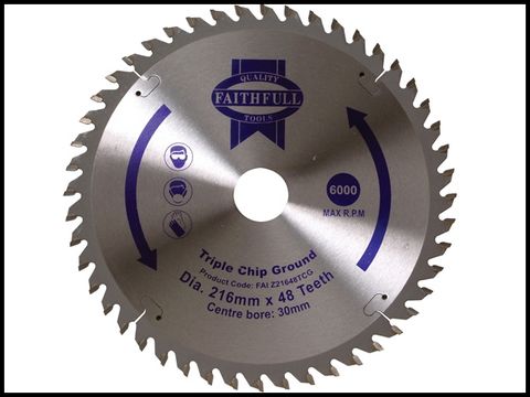 Faithfull Circular Saw Blade TCT 216 x 30 x 48t TCG NEG