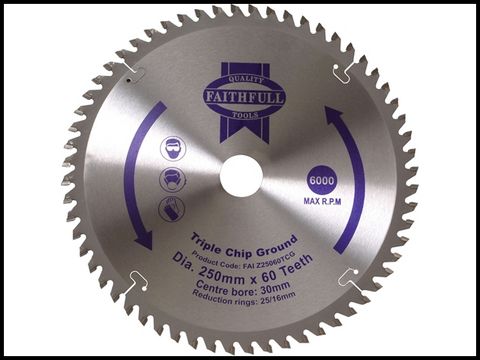 Faithfull Circular Saw Blade TCT 250 x 30 x 60t Tcg