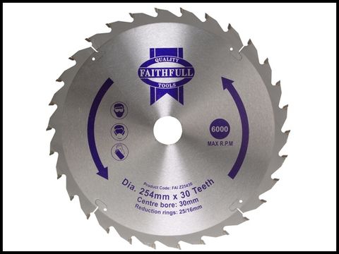 Faithfull Circular Saw Blade TCT 254 x 30 (16 & 25) x 30t