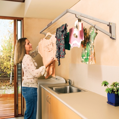 Hills Supa Fold Mini Wall Mounted Washing Line - Monument