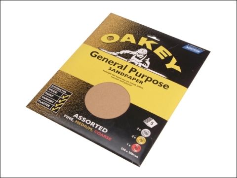 Oakey Glasspaper Sanding Sheets Medium Pack 5
