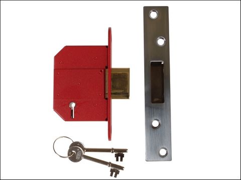 UNION Strongbolt 2100S BS 5 Lever Mortice Deadlock 81mm Satin Chrome Box