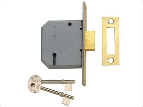 UNION 2177 3 Lever Mortice Deadlock Satin Chrome 65mm 2.5in Box