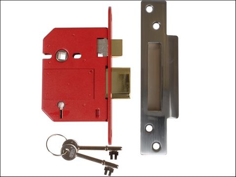UNION Strongbolt 2200S BS 5 Lever Mortice Sash Lock 81mm Satin Chrome Box